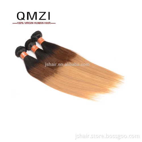 Hot sale colored three tone Peruvian human hair weave,1b#4#27 colour Peruvian hair bundles